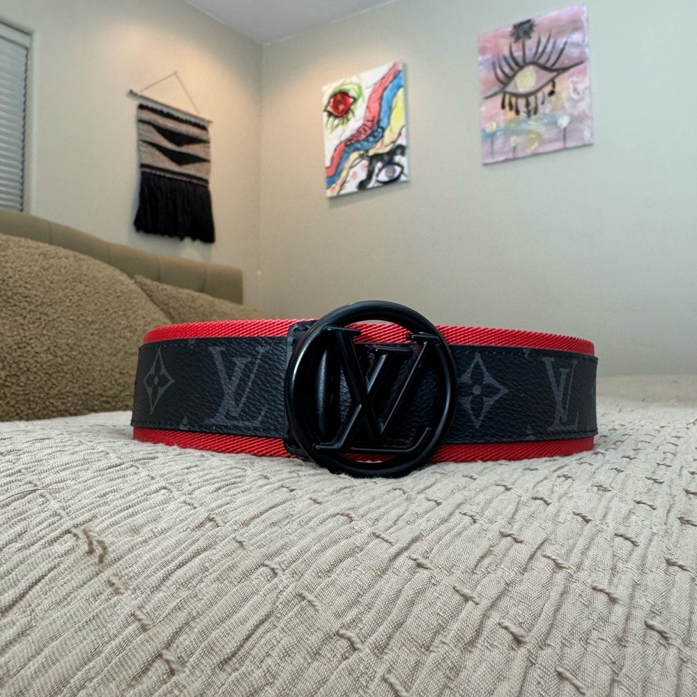 Louis Vuitton Black and Red Belt